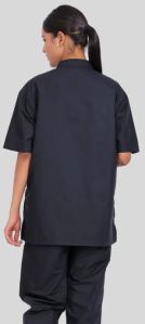 Band Collar Charcoal Black Women Scrub