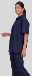 Collar Neck Blue Women Scrub