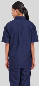 Collar Neck Blue Women Scrub