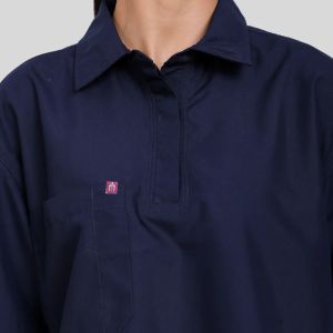 Collar Neck Blue Women Scrub