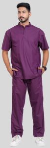 Vinda Band Collar Plum Purple Men Scrubs