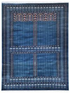 Blue Hand Knotted Silk Wool Carpet