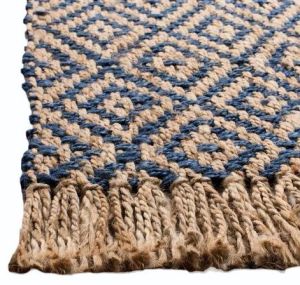 Hand Woven Blue Entryway Runner Rug