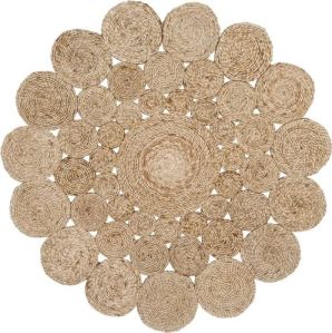 Handmade Brown Flower Jute Rug