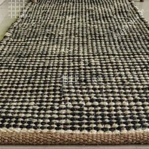 Modern Black Printed Jute Rug