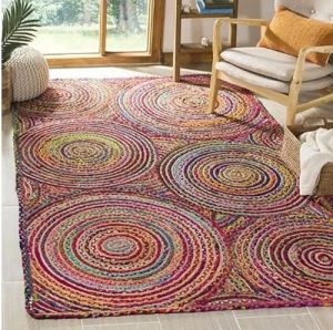 Multicolor Handmade Designer Jute Rug