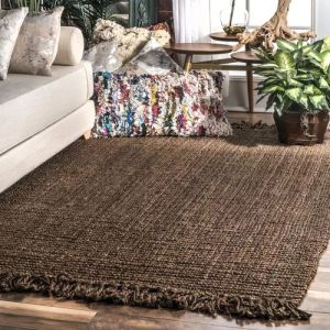 Natural Chocolate  Brown Jute Rug