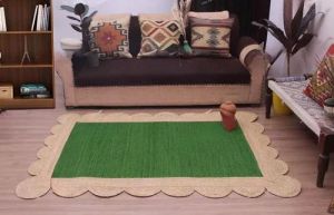 Plain Green Natural Jute Rug