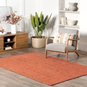 Plain Hand Woven Rust Jute Rug