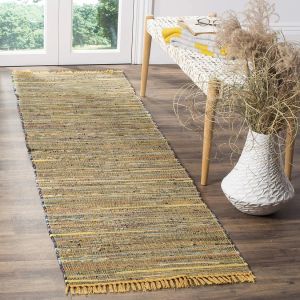 handmade boho stripe washable yellow cotton rugs