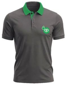 Printed Black Collar T Shirt