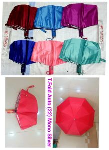 Three Fold Auto Mono Silver Umbrella