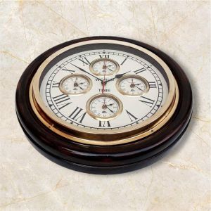 Nautical Wooden World Time Wall Clock