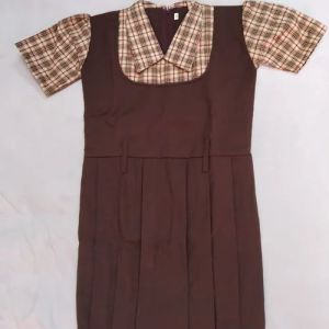 Girls Polyester Plain School Uniform Frock