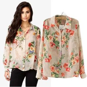 Ladies Full Sleeves Cotton Printed Floral Shirt