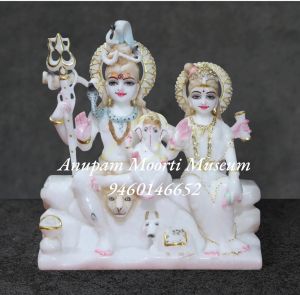 White Marble Shiv Parvati Statue