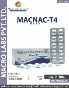 Aceclofenac 100mg+thiocochicoside 4 Mg