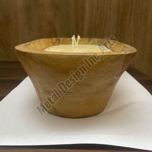 Wooden dough bowl candle