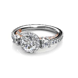 18K Gold - Three Stone Diamond Wedding Ring