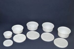 Milky Cream Plastic Round Containers