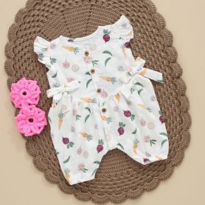 Playful Vegetable Print Baby Romper