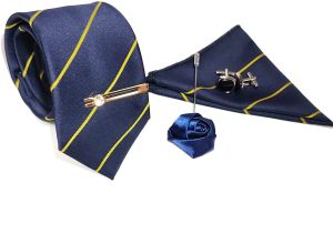 Blue Striped Necktie Set