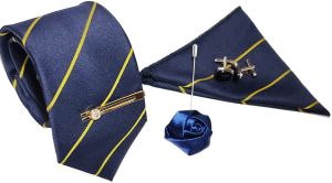 Blue Striped Necktie Set