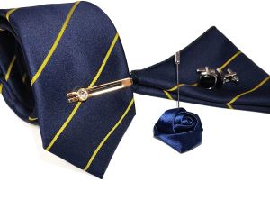 Blue Striped Necktie Set