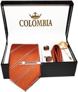 Brown Striped Necktie Set