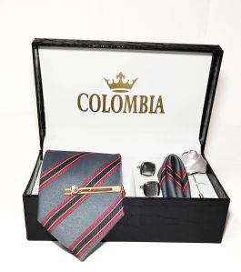 Grey Striped Necktie Set
