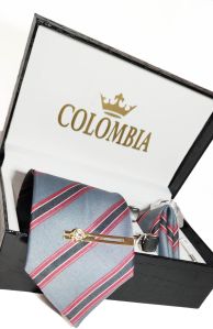 Grey Striped Necktie Set