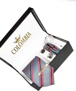 Grey Striped Necktie Set