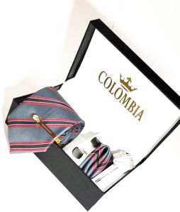Grey Striped Necktie Set
