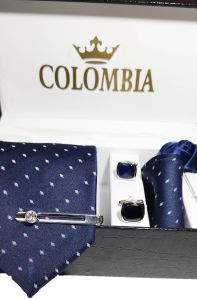 Navy Blue Polka Dotted Necktie Set