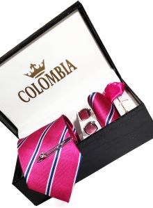 Pink Striped Necktie Set
