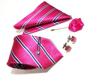 Pink Striped Necktie Set