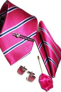 Pink Striped Necktie Set