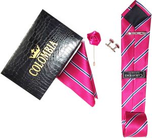 Pink Striped Necktie Set