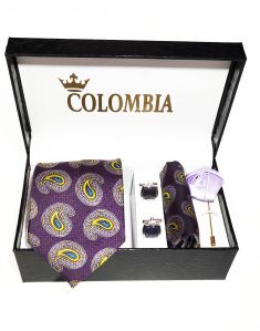 Purple Paisley Necktie Set