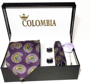 Purple Paisley Necktie Set