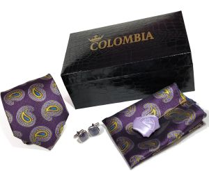 Purple Paisley Necktie Set