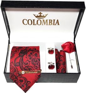 Red Paisley Necktie Set