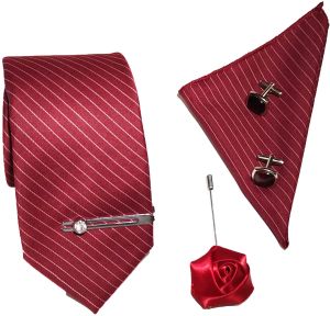 Red Striped Necktie Set