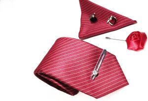Red Striped Necktie Set