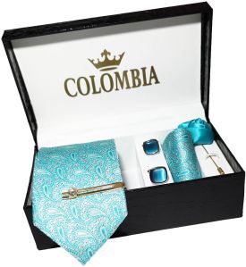 Sea Blue Paisley Necktie Set