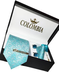 Sea Blue Paisley Necktie Set