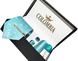Sea Blue Paisley Necktie Set