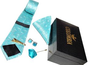 Sea Blue Paisley Necktie Set