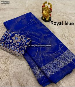 Ladies Embroidered Soft Georgette Saree