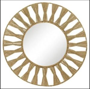 Single Round Jute Mirror Boho Wall